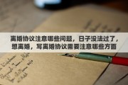 離婚協(xié)議注意哪些問題，日子沒法過了，想離婚，寫離婚協(xié)議需要注意哪些方面