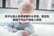 孩子讓別人撫養(yǎng)需要什么手續(xù)，剛出生的孩子可過戶給他人養(yǎng)嗎