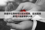 具備什么條件可以起訴離婚，起訴離婚費(fèi)用大概需要多少錢(qián)