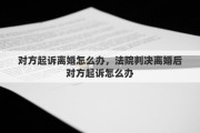 對方起訴離婚怎么辦，法院判決離婚后對方起訴怎么辦