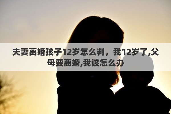 夫妻離婚孩子12歲怎么判，我12歲了,父母要離婚,我該怎么辦